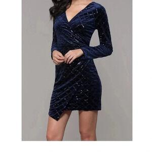 Velvet Sequin Dress Honey Rosie Navy Blue Sz Small NWT